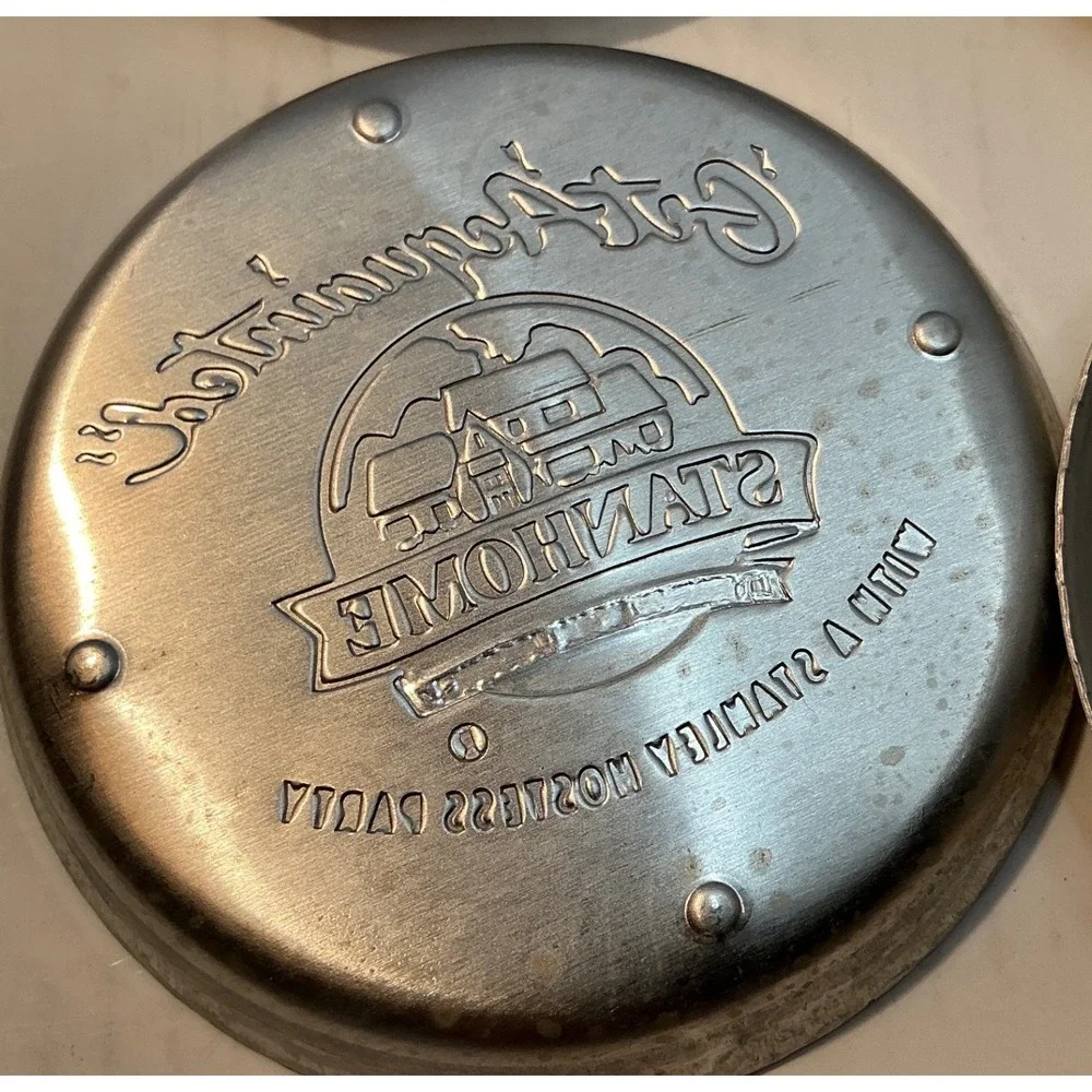 Stanhome Vintage Aluminum Coasters Get Acquainted Stanley Hostess Party Set of 8